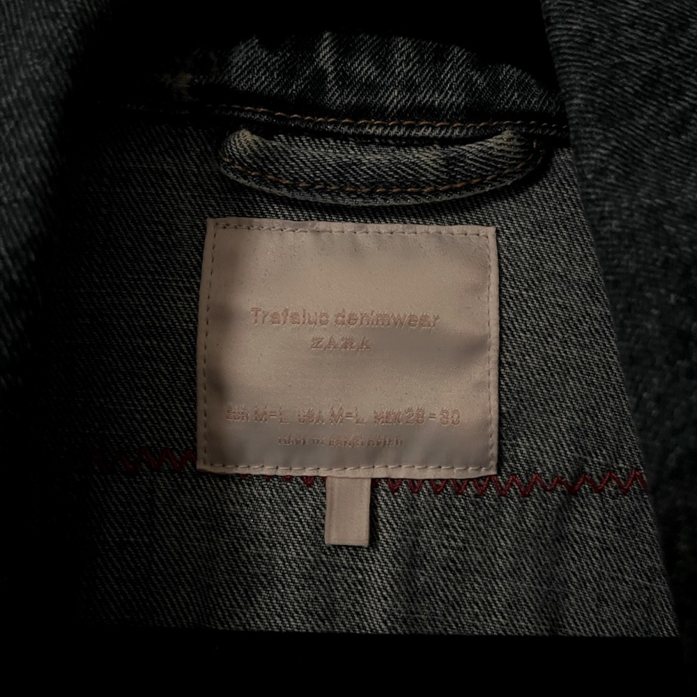 💙Rare ZARA Artist Drawing Denim Jacket Snaps Zipper Fall Autumn Size Large L💙 - Picture 13 of 16